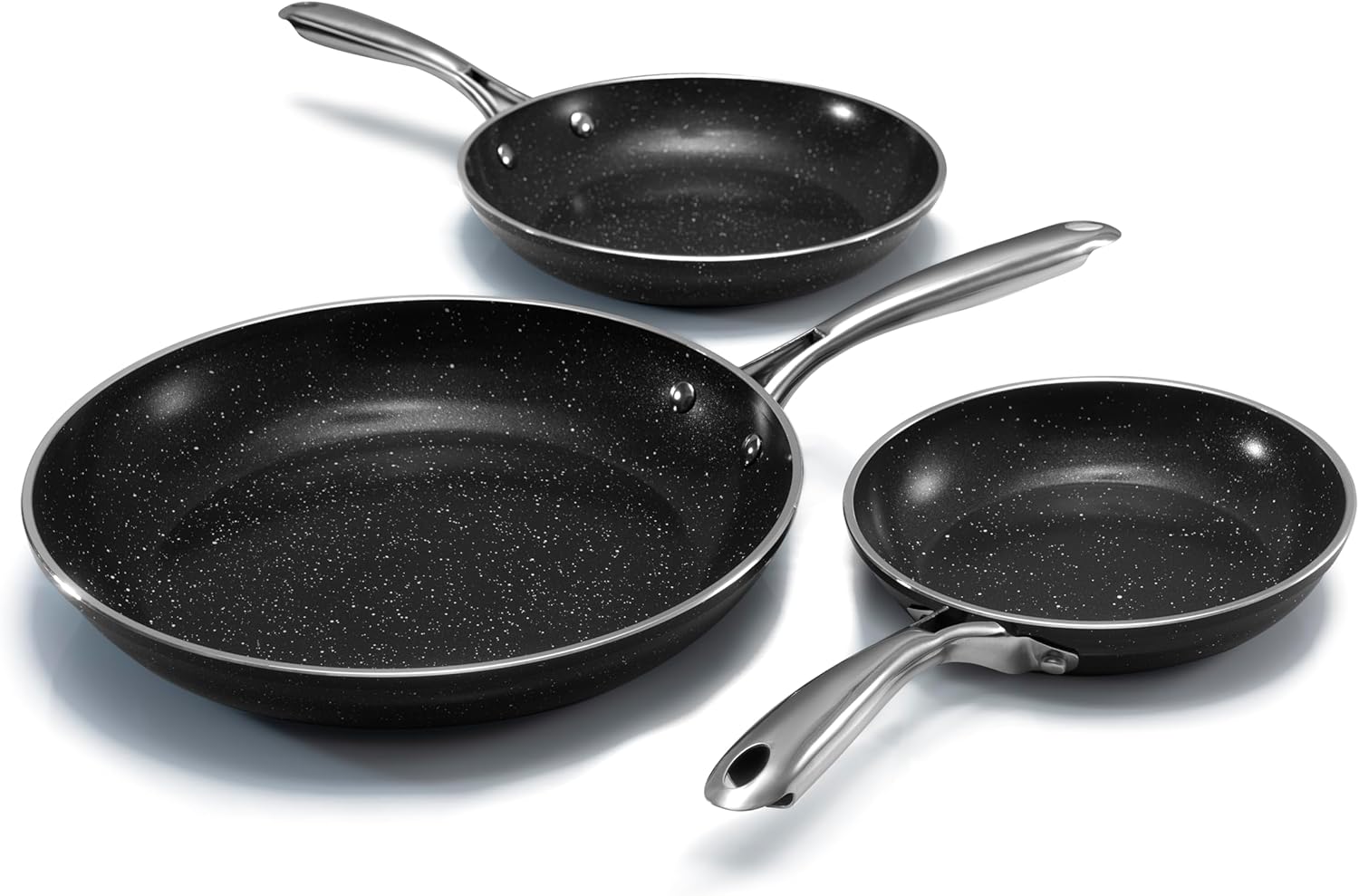 Granitestone 3pc Non Stick Frying Pans Set for Healthy Cooking