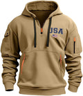 Men's Patriotic Hoodies USA Flag Quarter-Zip Pullover - Vintage Look