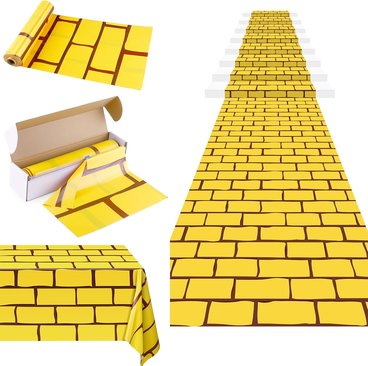 100 Ft x 54 Inch Yellow Brick Road Tablecloth Roll for Parties