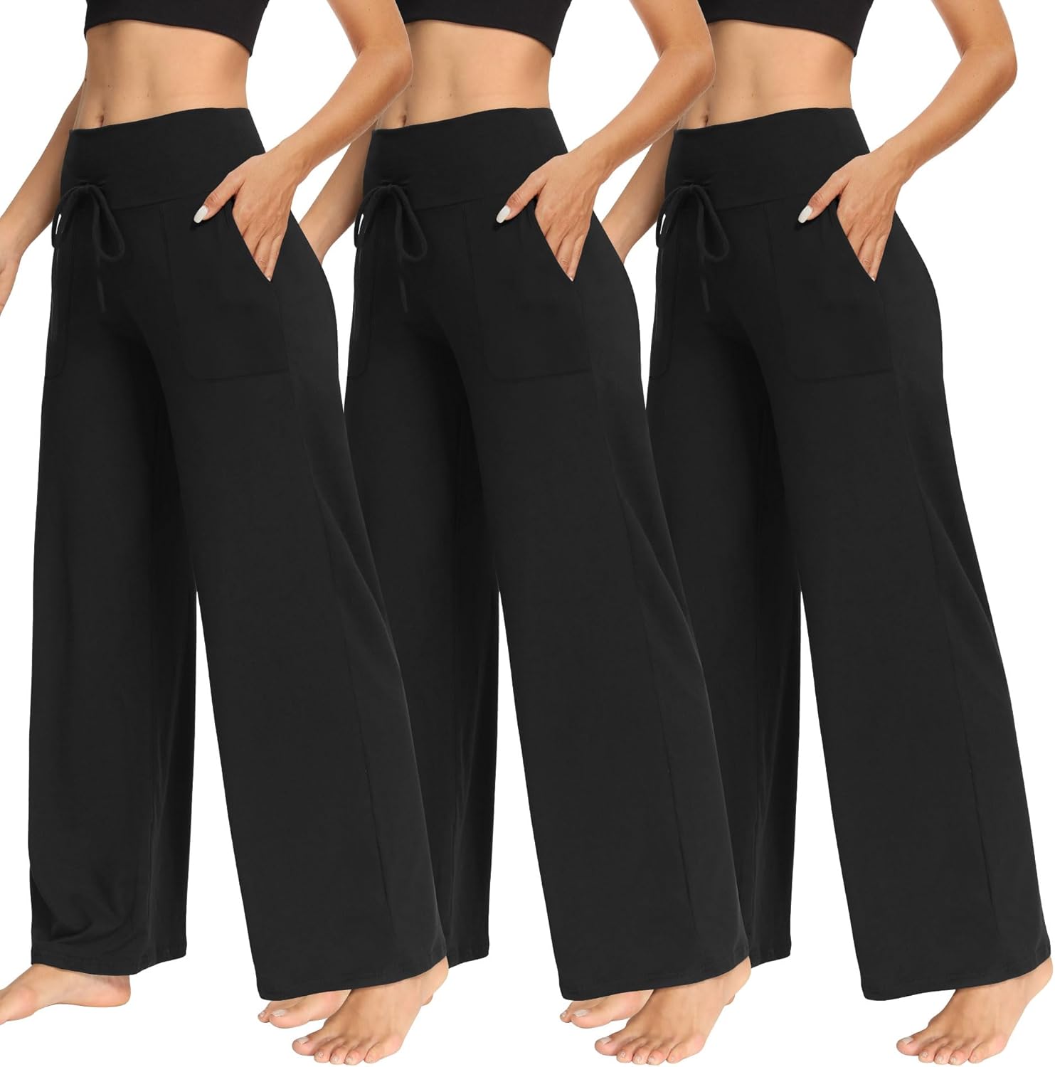 TNNZEET Women's Wide Leg Pants - Casual Yoga Trouser Set