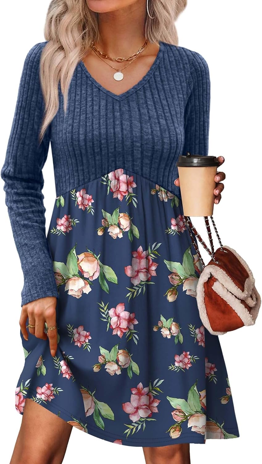 OFEEFAN Long Sleeve Sweater Dress for Fall Fashion Lovers