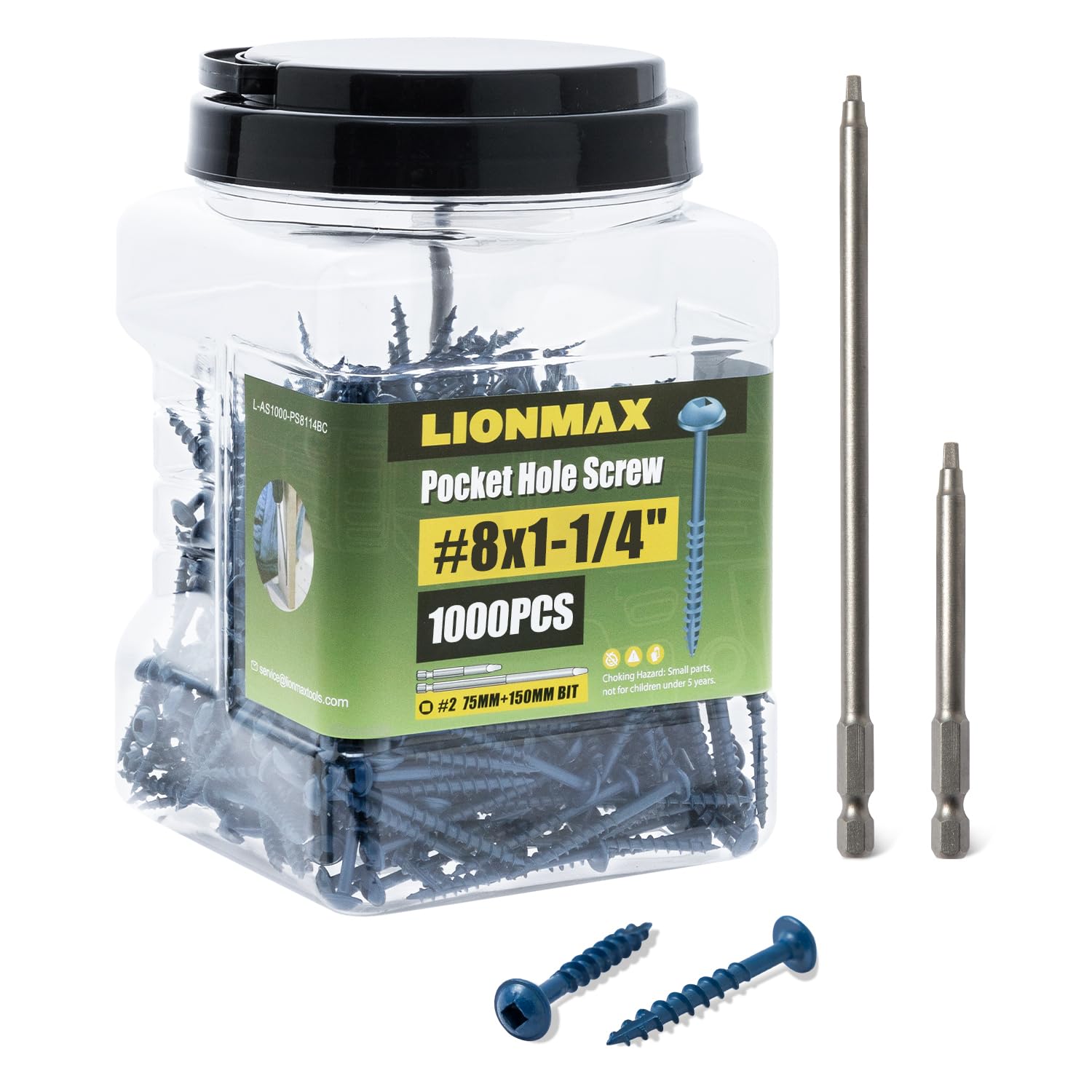 LIONMAX Pocket Hole Screws 1-1/4 Inch for Wood Joinery