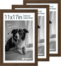 11x17 Picture Frame 3 Pack - Brown Woodgrain Photo Frames