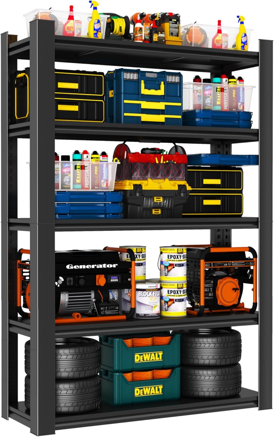 Heavy Duty 5-Tier Metal Garage Shelving Unit for Storage