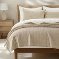 100% Cotton Box Stitch Quilt Bedding Set King Size - Soft All-Season