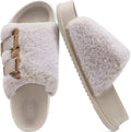 Womens Orthotic Faux Fur Sandals with Adjustable Straps - Comfort Fit