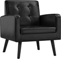 Mid-Century Accent Chair PU Leather Tufted Armchair - Cozy Support