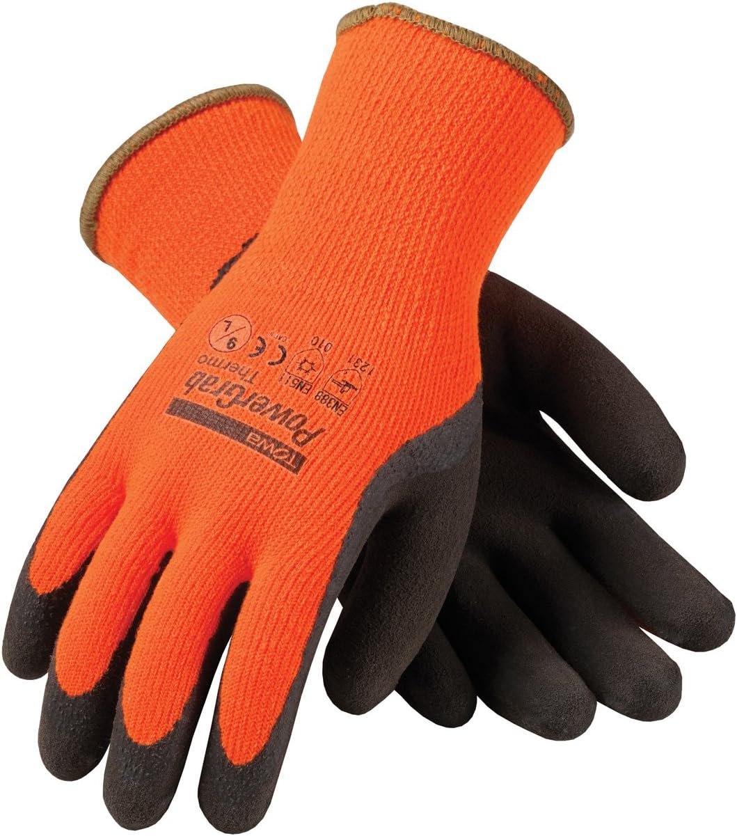 3 Pack Powergrab Thermal Hi-Vis Orange/Black Cold Condition Gloves