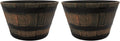 Whiskey Barrel Planter Dark Oak (16in, Pack of 2) - Weather Resistant