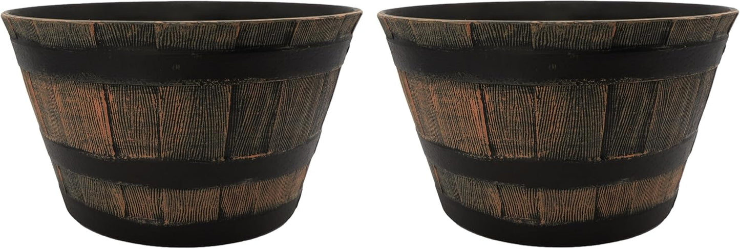 Whiskey Barrel Planter - Faux Wooden Finish for Garden Decor
