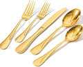 KINGSTONE 60 Piece Gold Silverware Set for 12 - Modern Mirror Polished