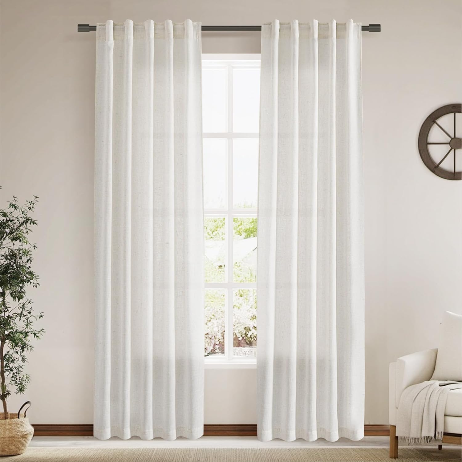 Cream Linen Curtains 84 Inch Length for Elegant Home Decor