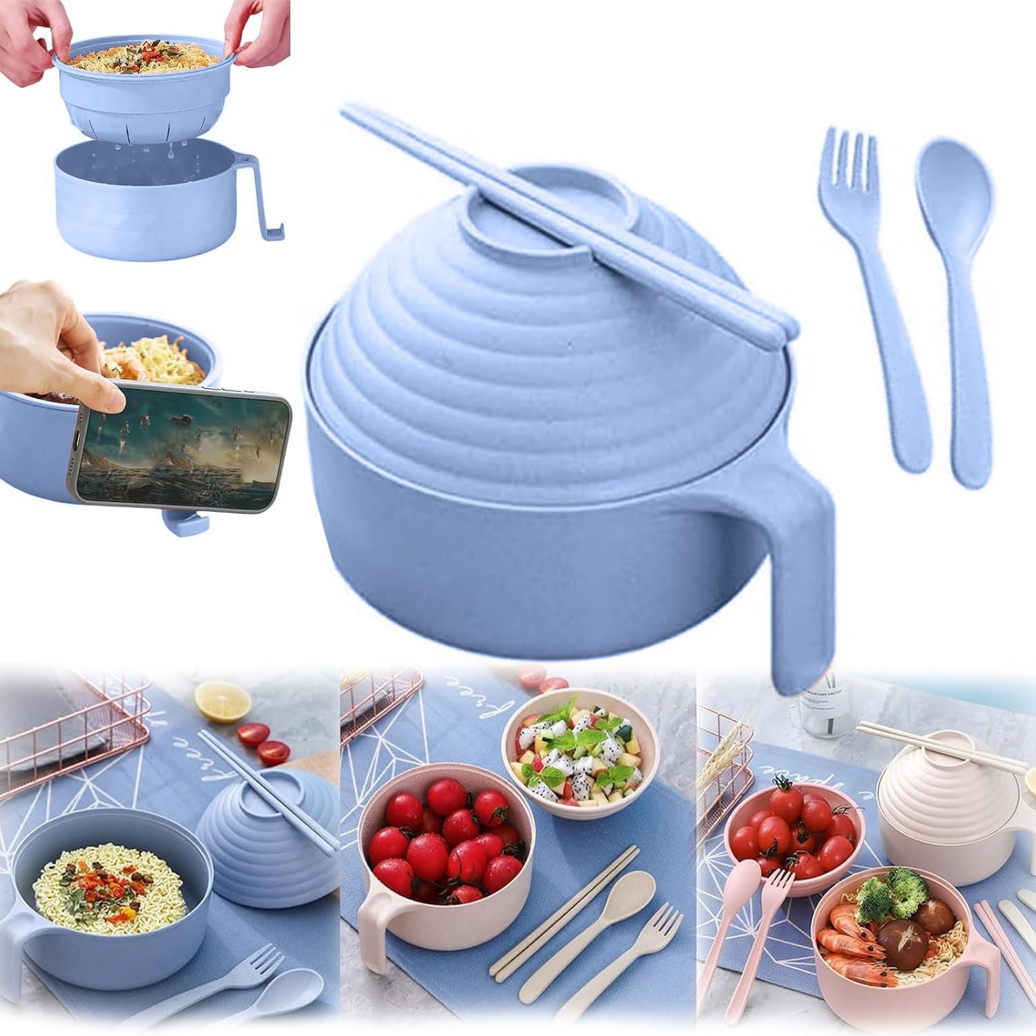 Portable Microwave Ramen Bowl - Rapid & Dishwasher-Safe