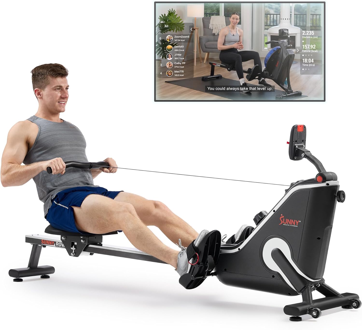 Sunny Health & Fitness Flip & Foldable Rowing Machine for Home