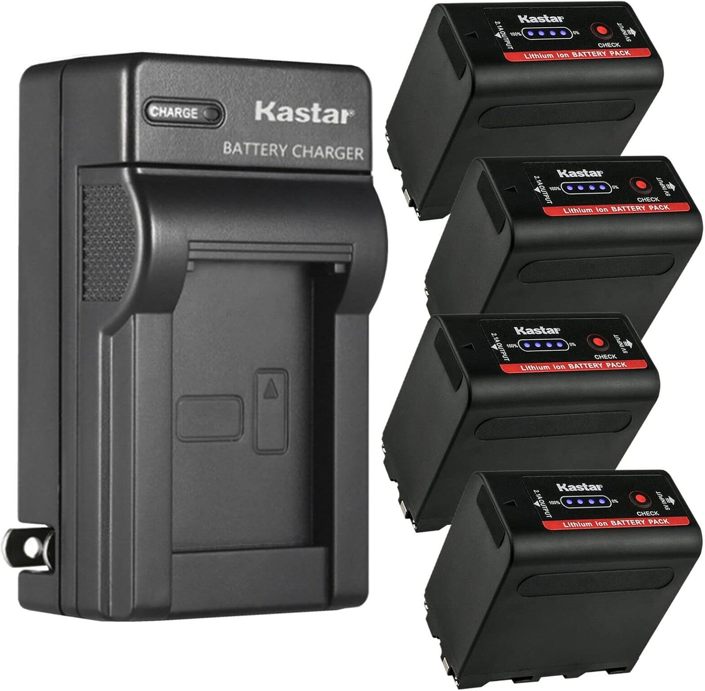 Kastar 4-Pack Battery and AC Wall Charger for Sony Camcorders