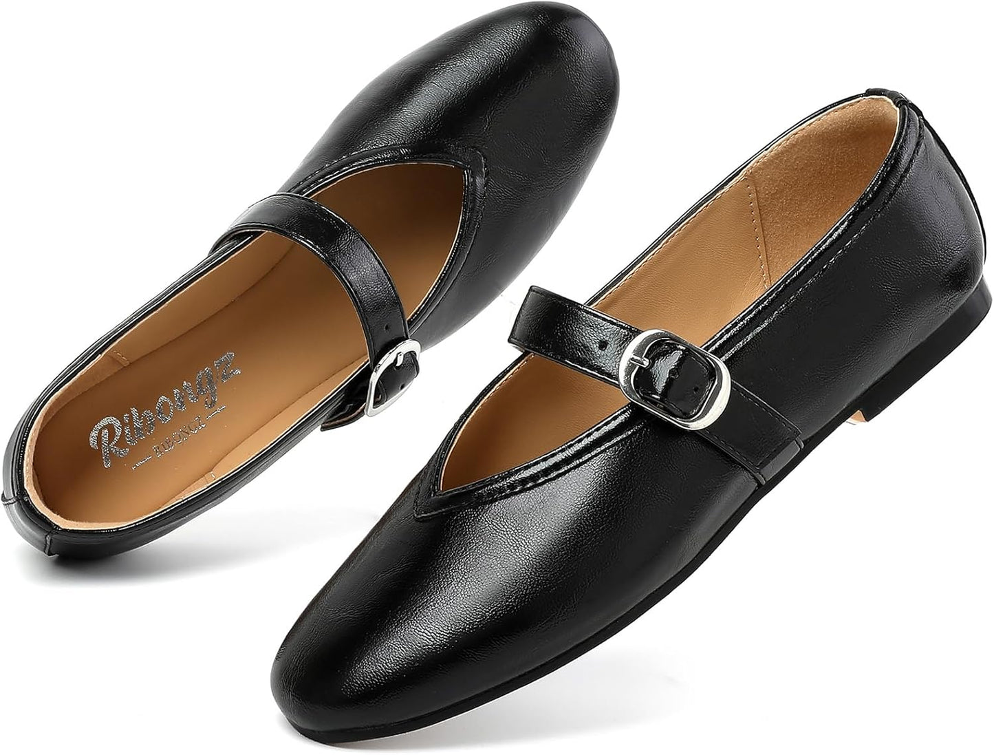 RIBONGZ Women's Flats Comfortable Slip On Ballet Mary Jane Shoes