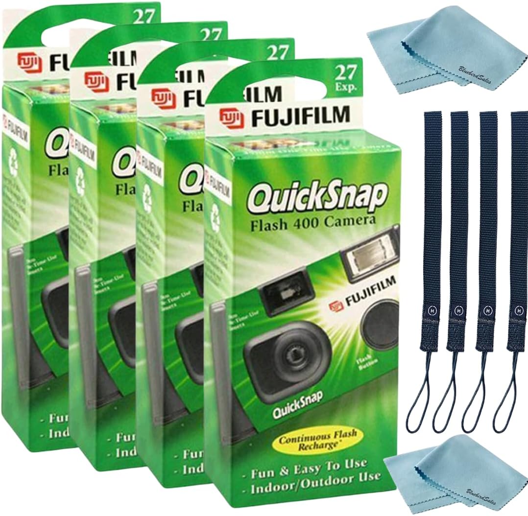 Capture Every Moment: 4-Pack Fujifilm QuickSnap 35mm Cameras + Bonus Accessories