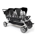 6-Seat Multi-Child Stroller with UV Canopies - Black