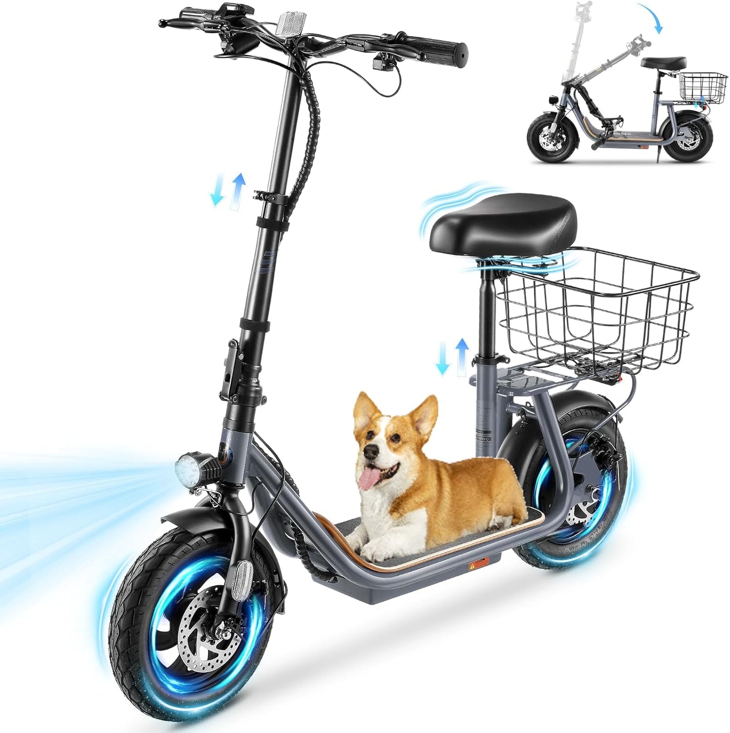 Caroma Peak Electric Scooter with Seat for Adults and Teens