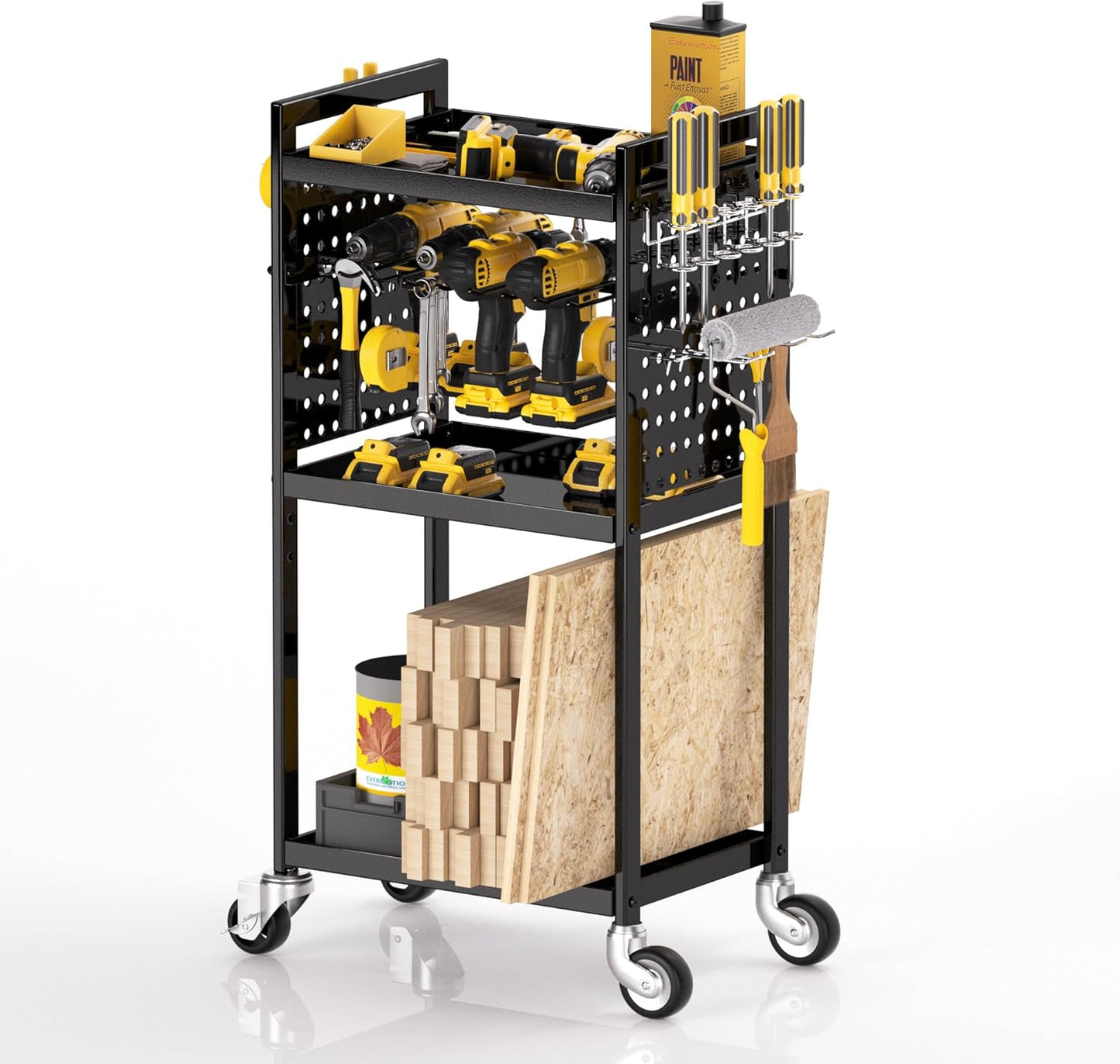 Rolling Power Tool Organizer Cart - Garage Storage