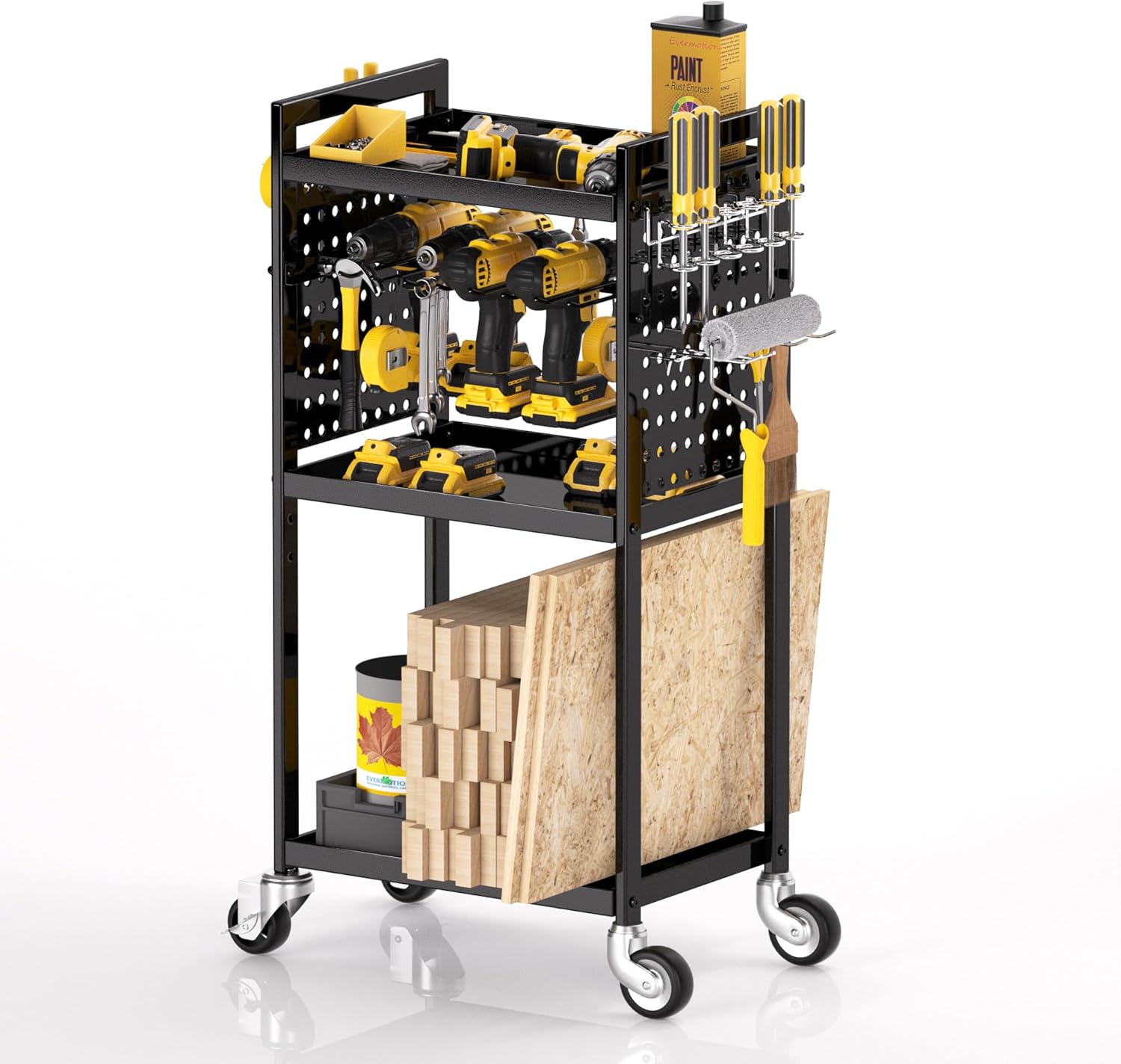 Rolling Power Tool Organizer Cart - Garage Storage