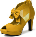 Open Toe Women Platform High Heel Shoes with Bows - Strappy Sandals