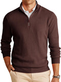 Runcati Mens Quarter-Zip Pullover Sweater - Warm Casual Mock Neck