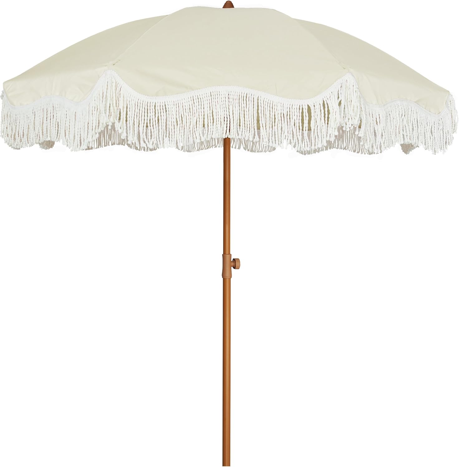 6.5ft Boho Outdoor Umbrella with Fringe for Stylish Shade