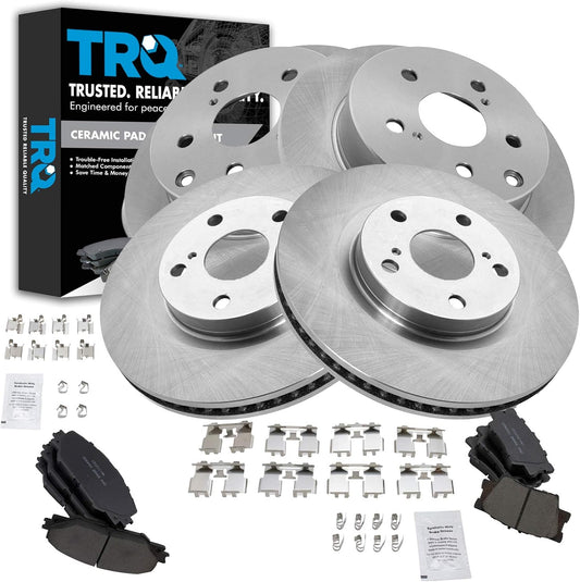 TRQ Front and Rear Brake Pad & Rotor Kit for Toyota RAV4