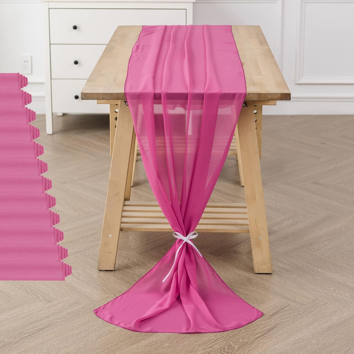 12Pack 10ft Chiffon Table Runner for Romantic Events and Parties