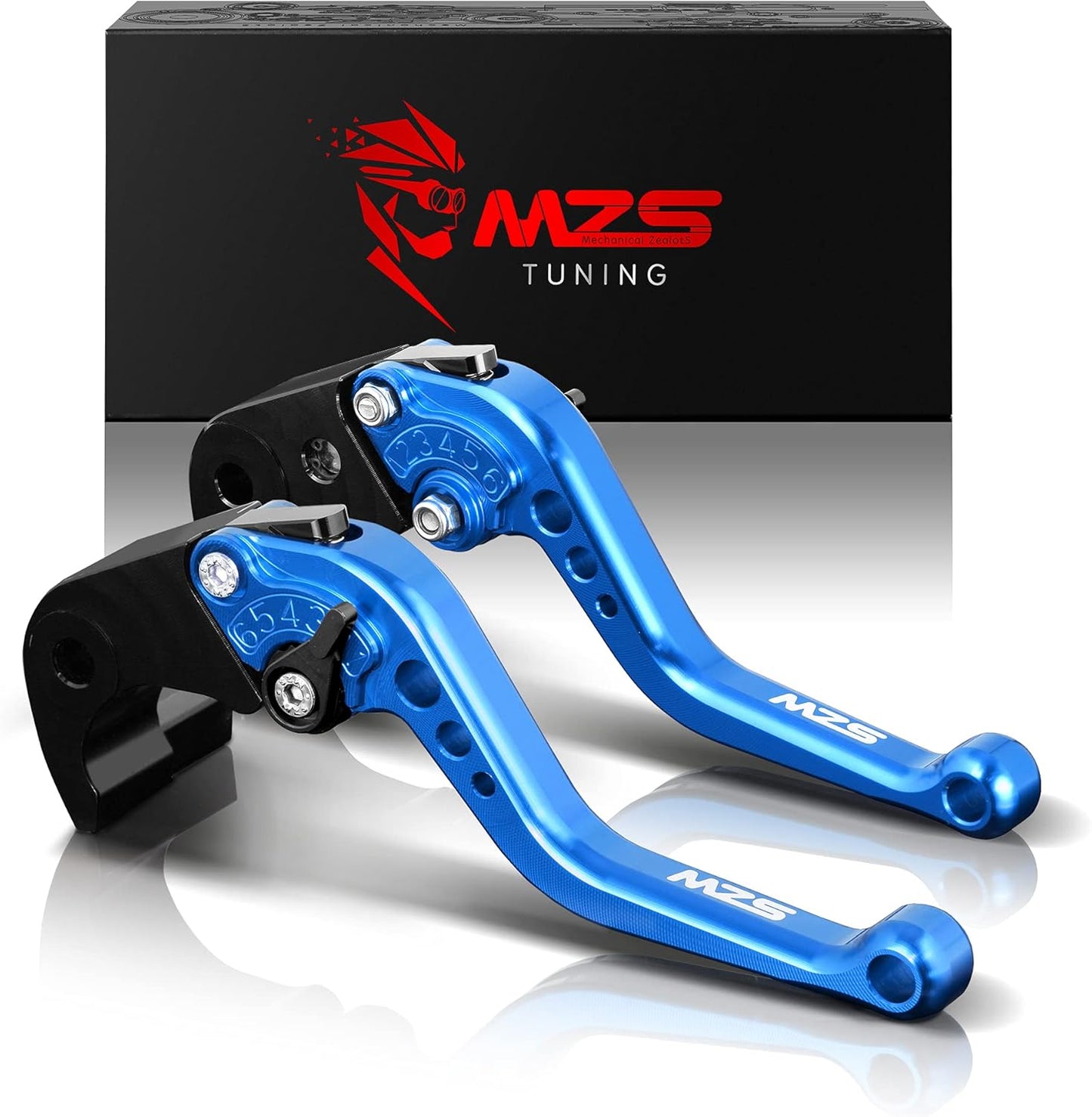 MZS Blue Motorcycle Brake Clutch Levers Adjustable Short for GROM
