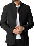 Men's Mandarin Collar Casual Blazer Jacket - Lightweight Lined
