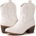 Western Cowboy Cowgirl Low Heel Boots for Women - Comfortable Walking