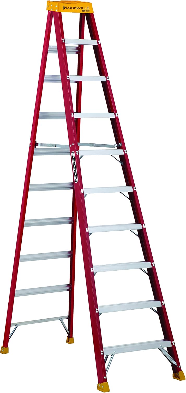Durable 10-Foot Fiberglass Stepladder with 300-Pound Rating