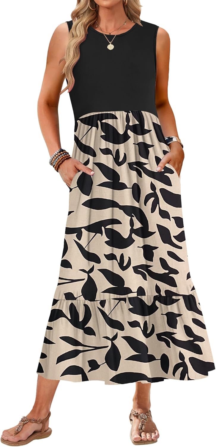AUSELILY Womens Summer Dresses 2025 Casual Flowy Maxi Dress