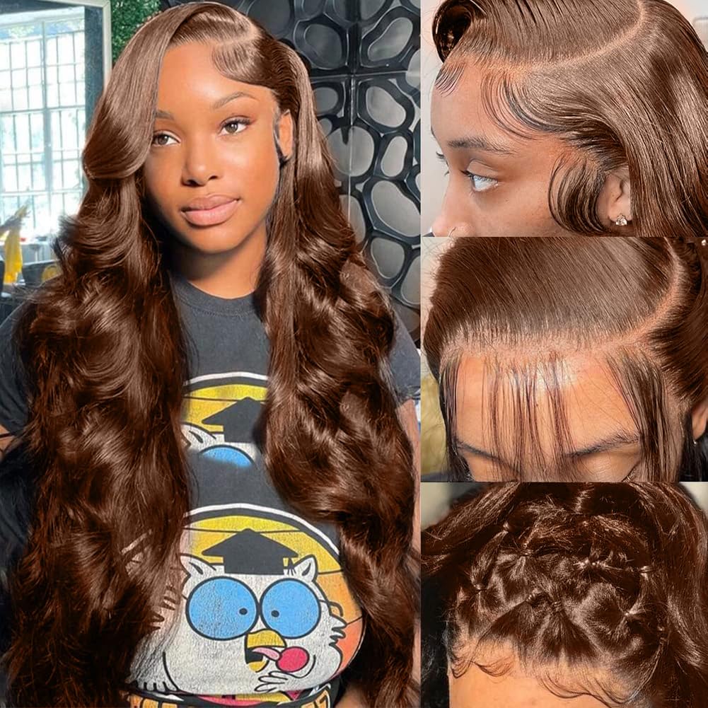 13x6 Chocolate Brown Body Wave Lace Front Wigs for Women