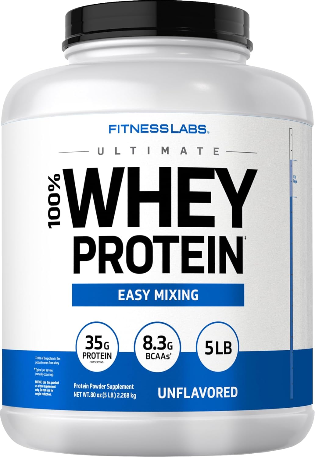 Fitness Labs Whey Protein Powder Unflavored - 5 lbs Easy Mix