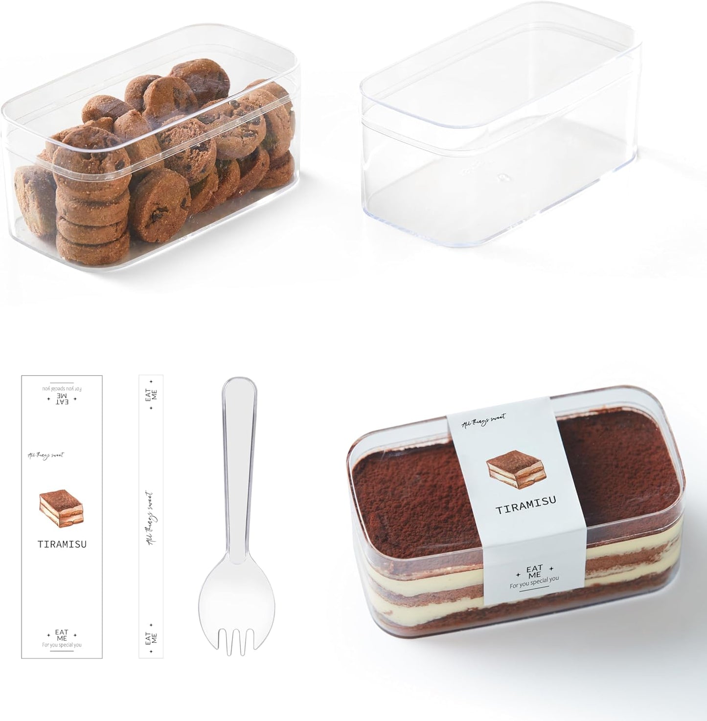 Plastic Rectangle Dessert Cups with Lids for Perfect Treats