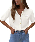 PRETTYGARDEN Women's Summer Button Down Ribbed Knit Top - Comfortable