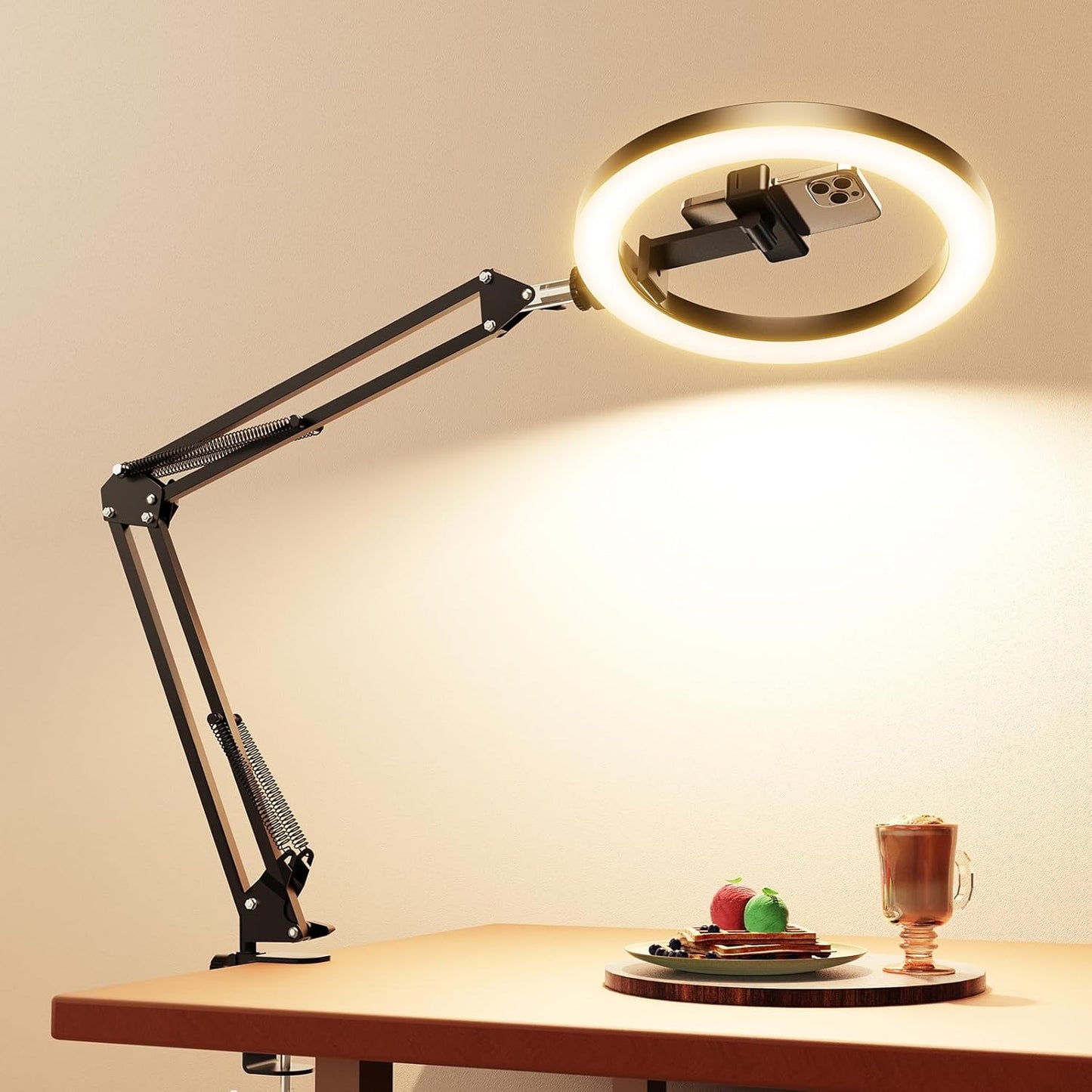 Upgrade Ring Light Overhead Camera Phone Mount for Desk Use