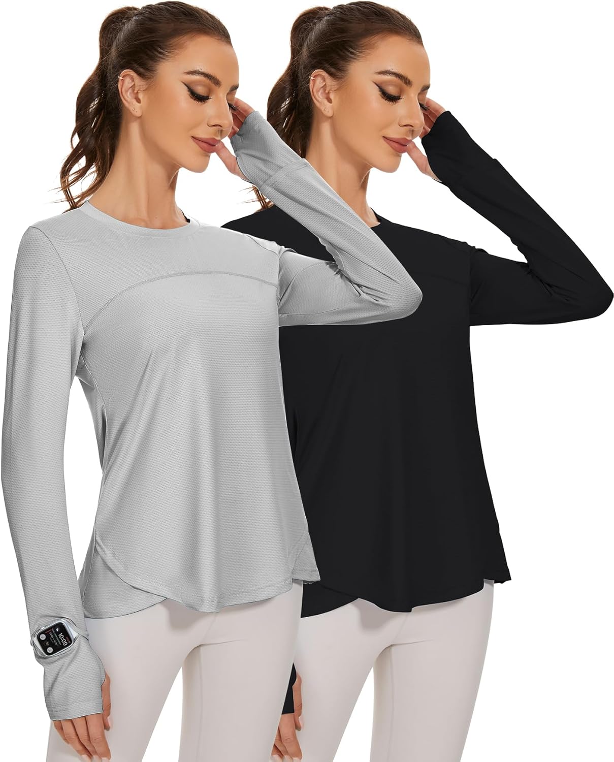 Blingfit Women's Long Sleeve Running Shirt with Sun Protection
