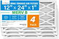 12x24x1 Air Filter MERV 8 4-Pack - Electrostatic Pleated Value