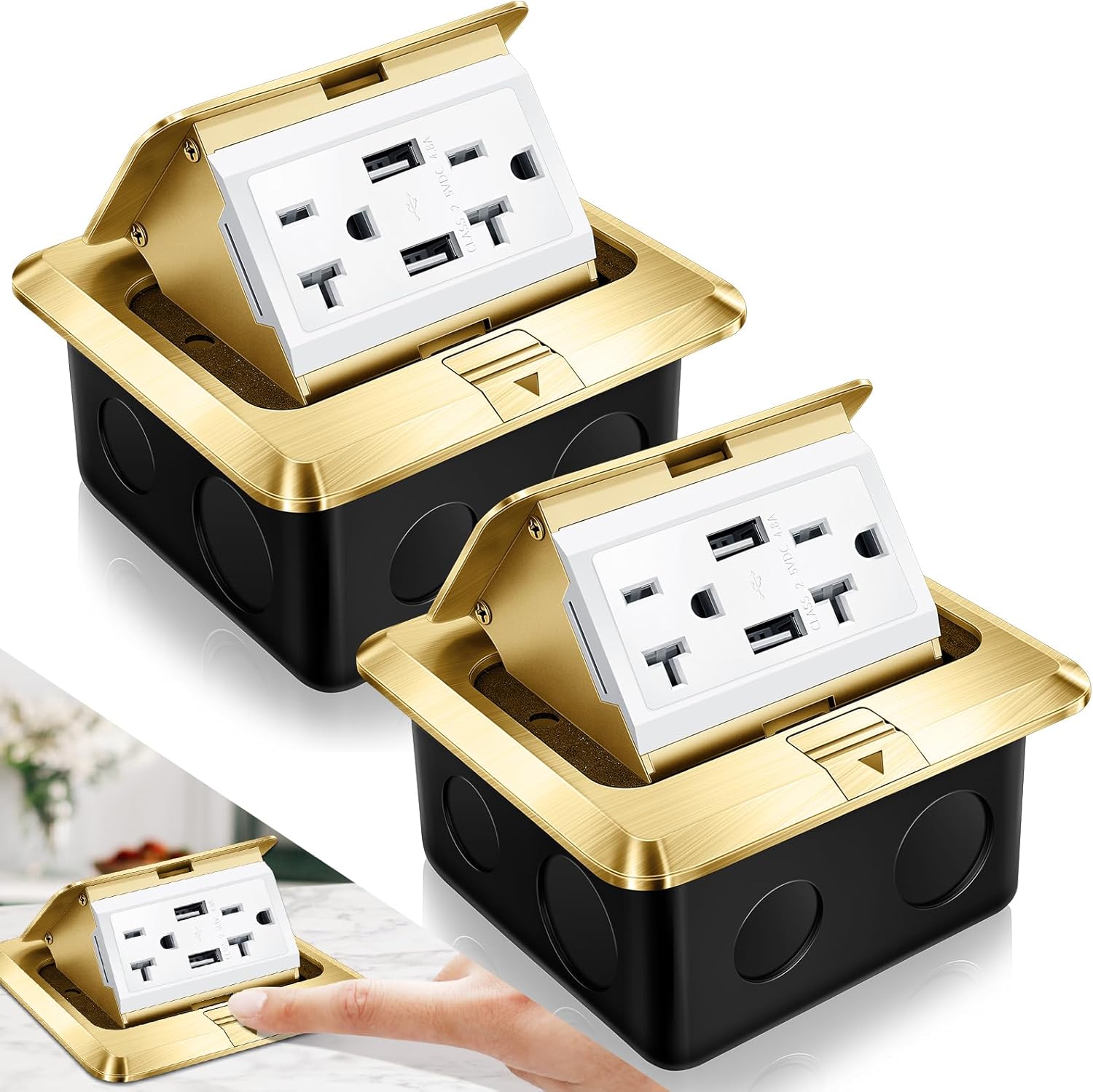 Hoolerry Pop Up Floor Electrical Outlet Cover Box Kit with USB