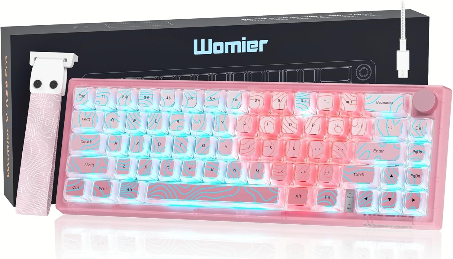 Womier 60% Gaming Keyboard Pink with RGB and Hot Swappable Keys