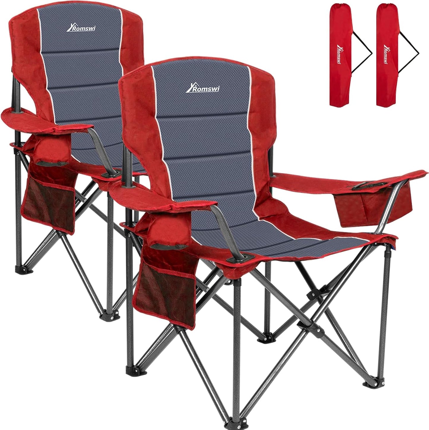 Romswi Oversized Camping Chairs with Heavy Duty Support 500 LBS