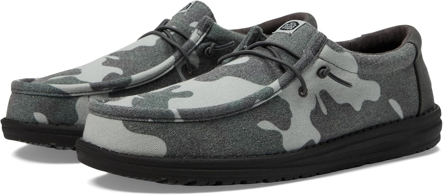Hey Dude Men's Wally Washed Camo Slip-on Loafers for Comfort