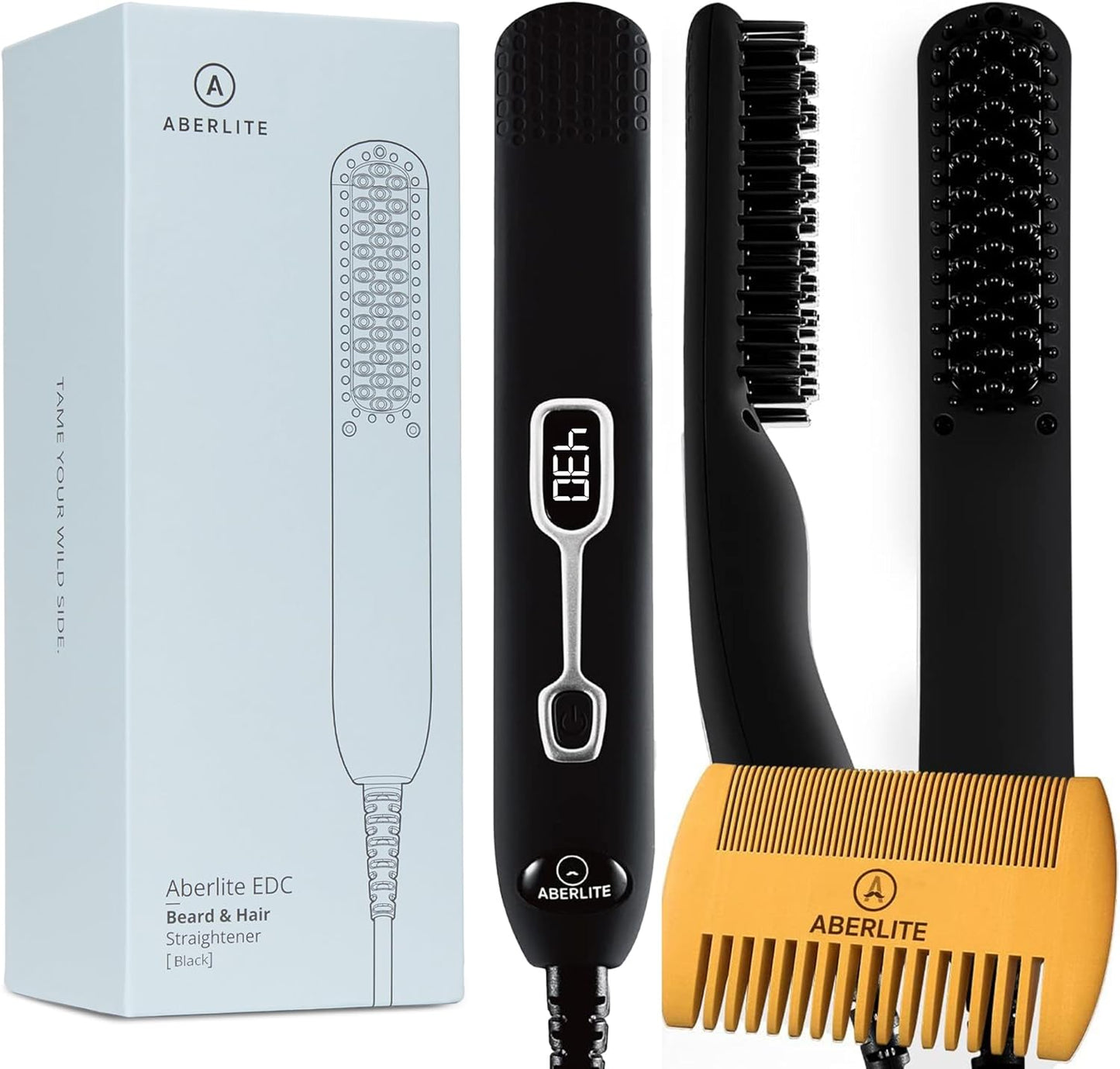 Aberlite EDC Heated Beard Straightening Brush for Men