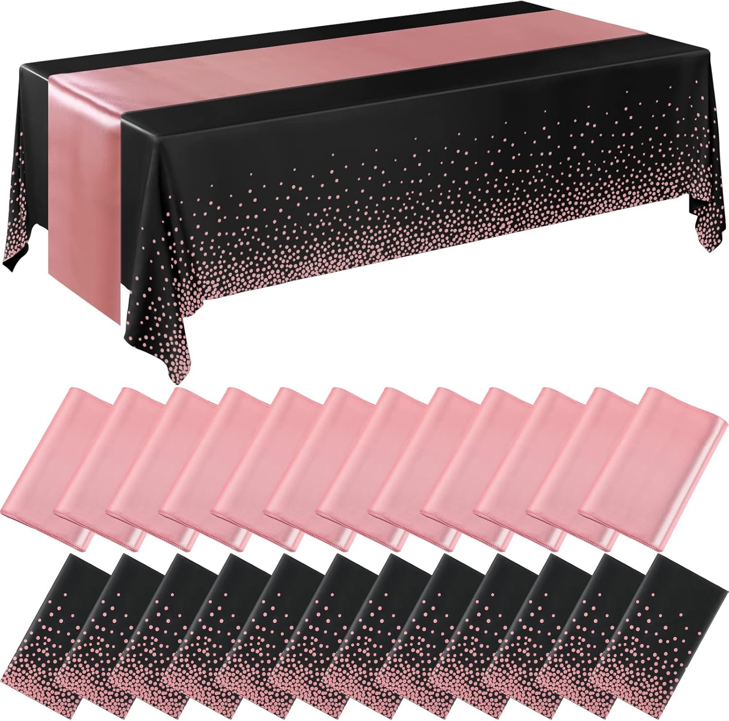 Elegant Black and Rose Disposable Tablecloths for Events