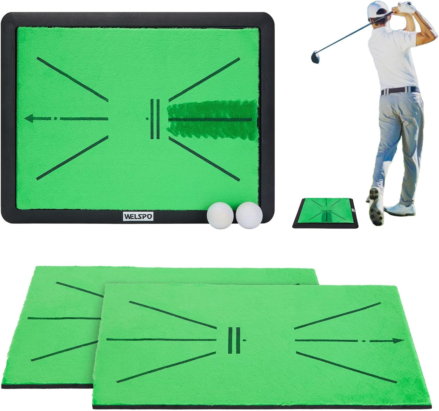 Welspo Golf Training Mat: Swing Path Feedback + Bonus Balls