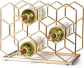 14 Bottle Countertop Wine Rack - Modern Gold Metal Design